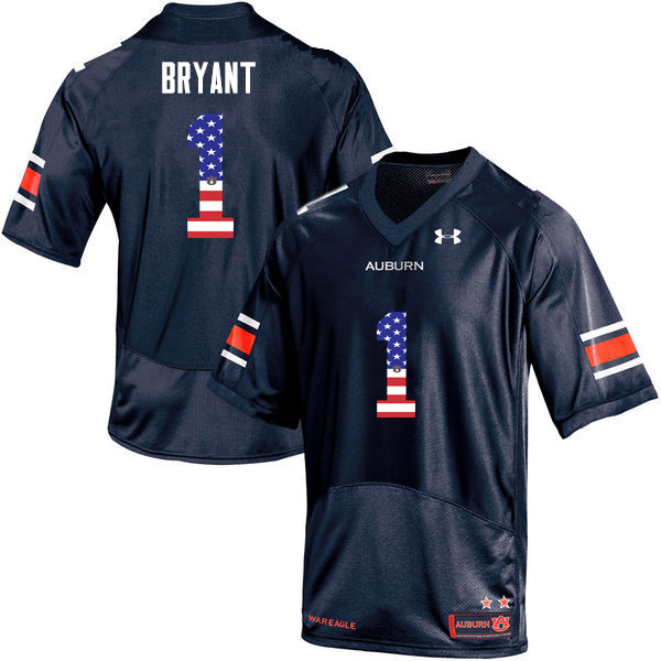 Men #1 Big Cat Bryant Auburn Tigers USA Flag Fashion College Football Jerseys-Navy - Click Image to Close